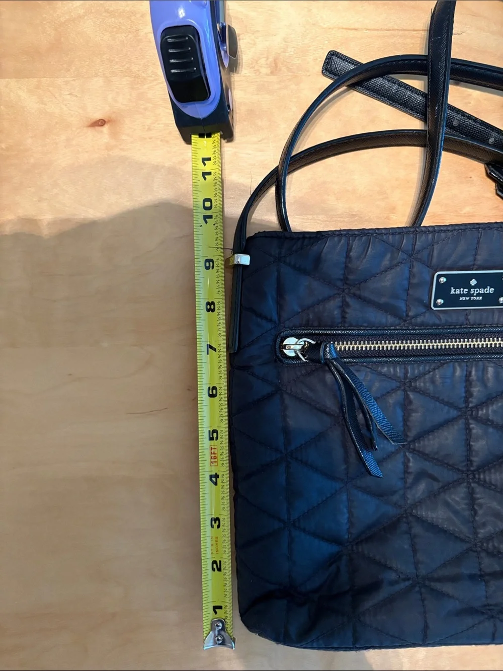 Kate Spade Black Quilted Crossbody with Front Zip Pocket